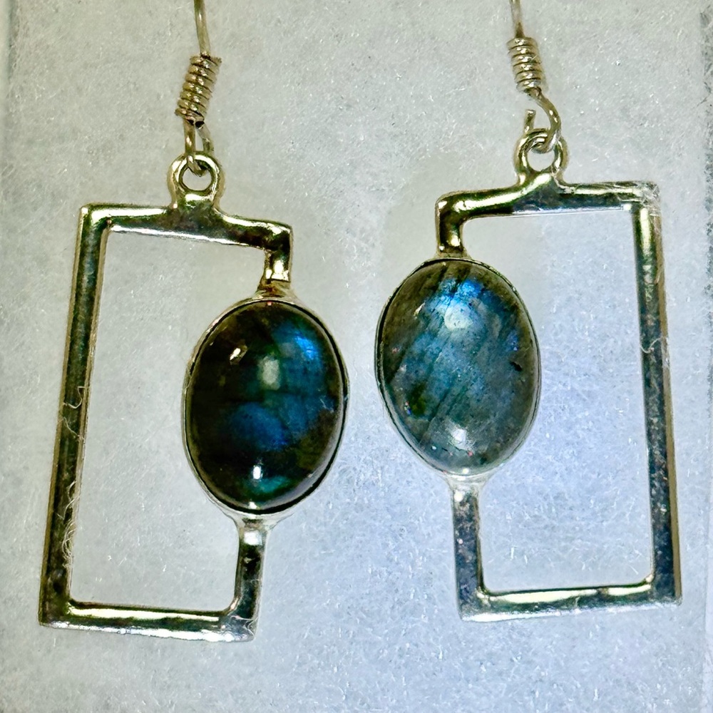 Silver and Blue Dangle Earrings